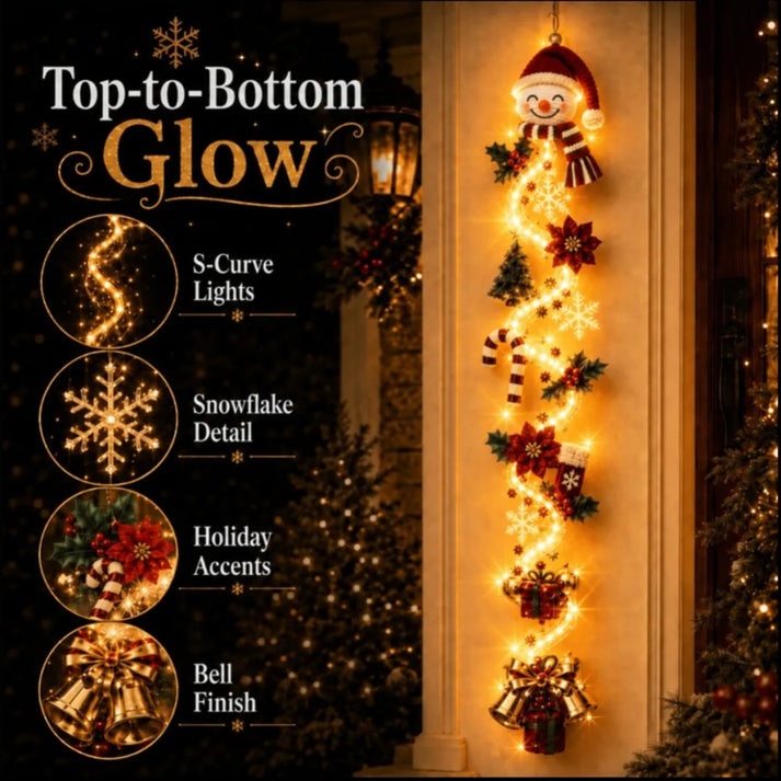 ✨Merry Cascade Glowing Christmas Door Hanger | Festive Lighted Front Door Decor